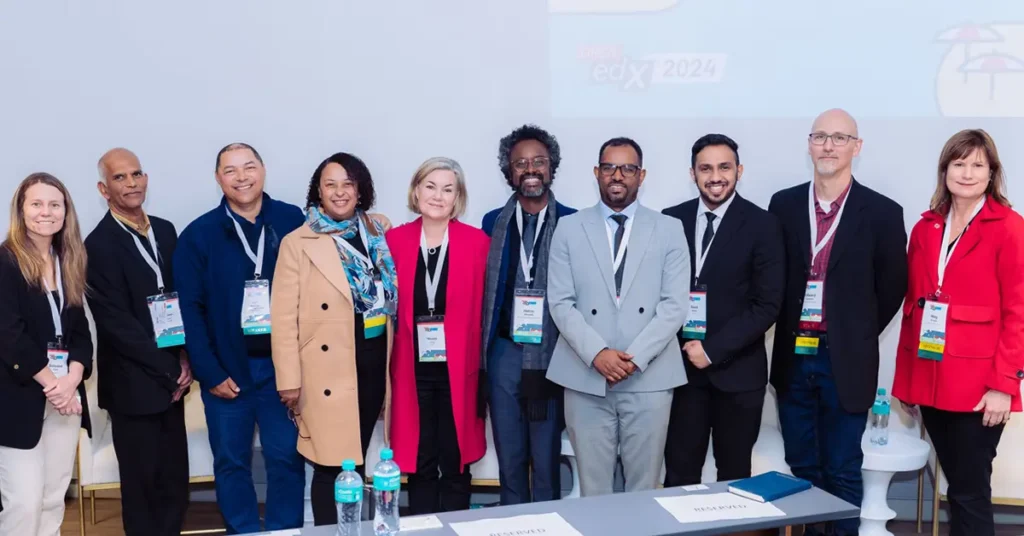 Meg Knight, Construct and Nicola Cresp from OES with keynote speakers and organizers of the 2024 Open edX Conference.