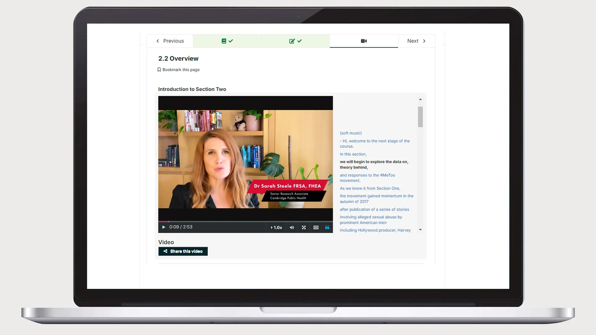 Dr Sarah Steele, Jesus College Cambridge in a video