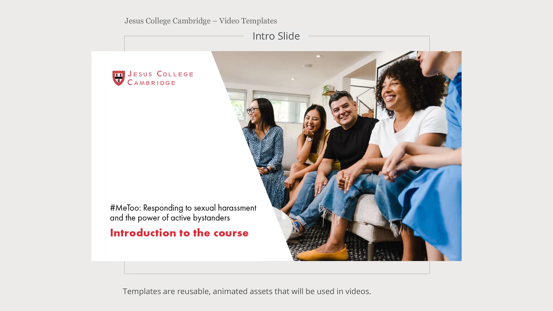Example of a video intro template for Jesus College Cambridge